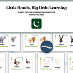 Animals Bundle: 3 Part Montessori Urdu Language Flashcards