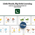Food + Kitchen Bundle: 3 Part Montessori Urdu Language Flashcards