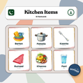 Kitchen Items: 3 Part Montessori Urdu Language Flashcards