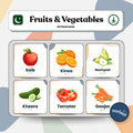Fruits and Vegetables: 3 Part Montessori Urdu Language Flashcards