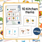 Food + Kitchen Bundle: 3 Part Montessori Urdu Language Flashcards