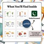 Household Items: 3 Part Montessori Urdu Language Flashcards