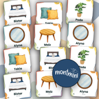 Household Items: 3 Part Montessori Urdu Language Flashcards