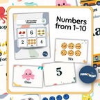 Montessori Phonetic Alphabet + Number Flashcards (A–Z, 1–10)