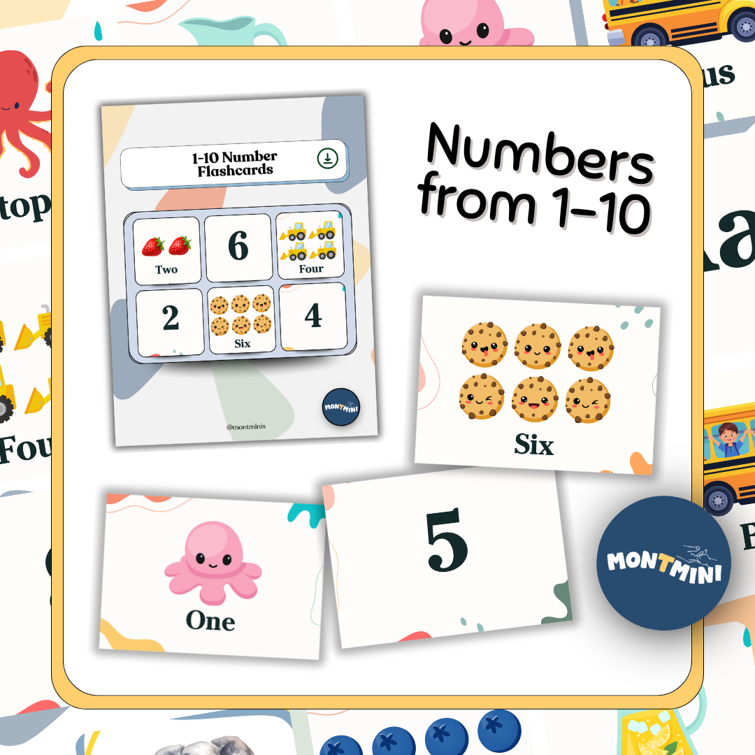 Montessori Phonetic Alphabet + Number Flashcards (A–Z, 1–10)