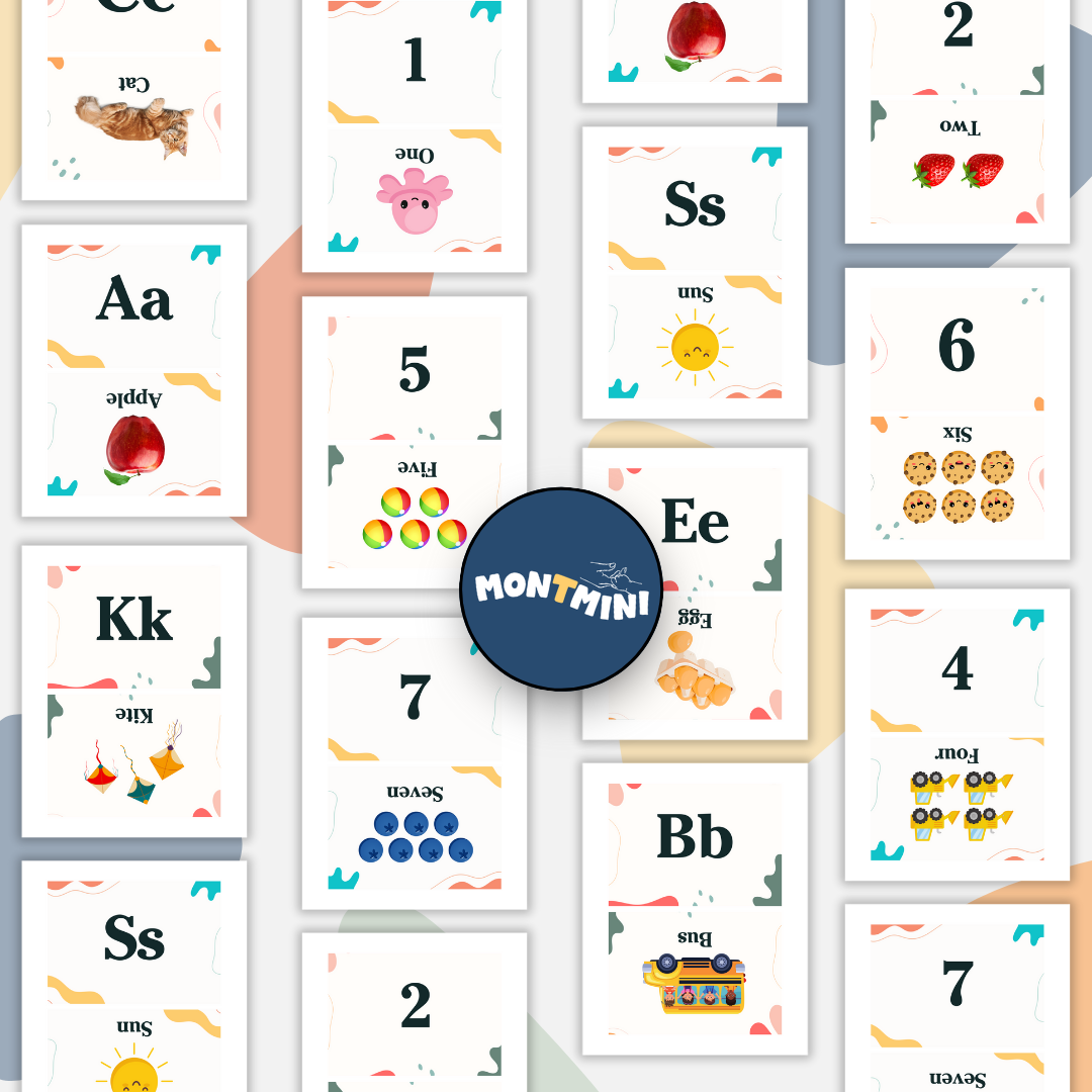 Montessori Phonetic Alphabet + Number Flashcards (A–Z, 1–10)