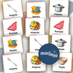 Kitchen Items: 3 Part Montessori Urdu Language Flashcards
