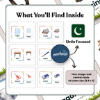 School Items: 3 Part Montessori Urdu Language Flashcards