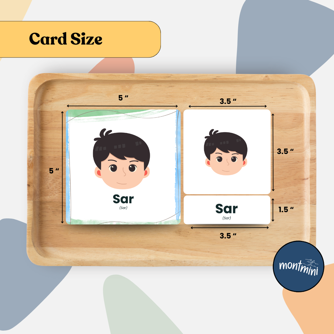 Body Parts: 3 Part Montessori Urdu Language Flashcards
