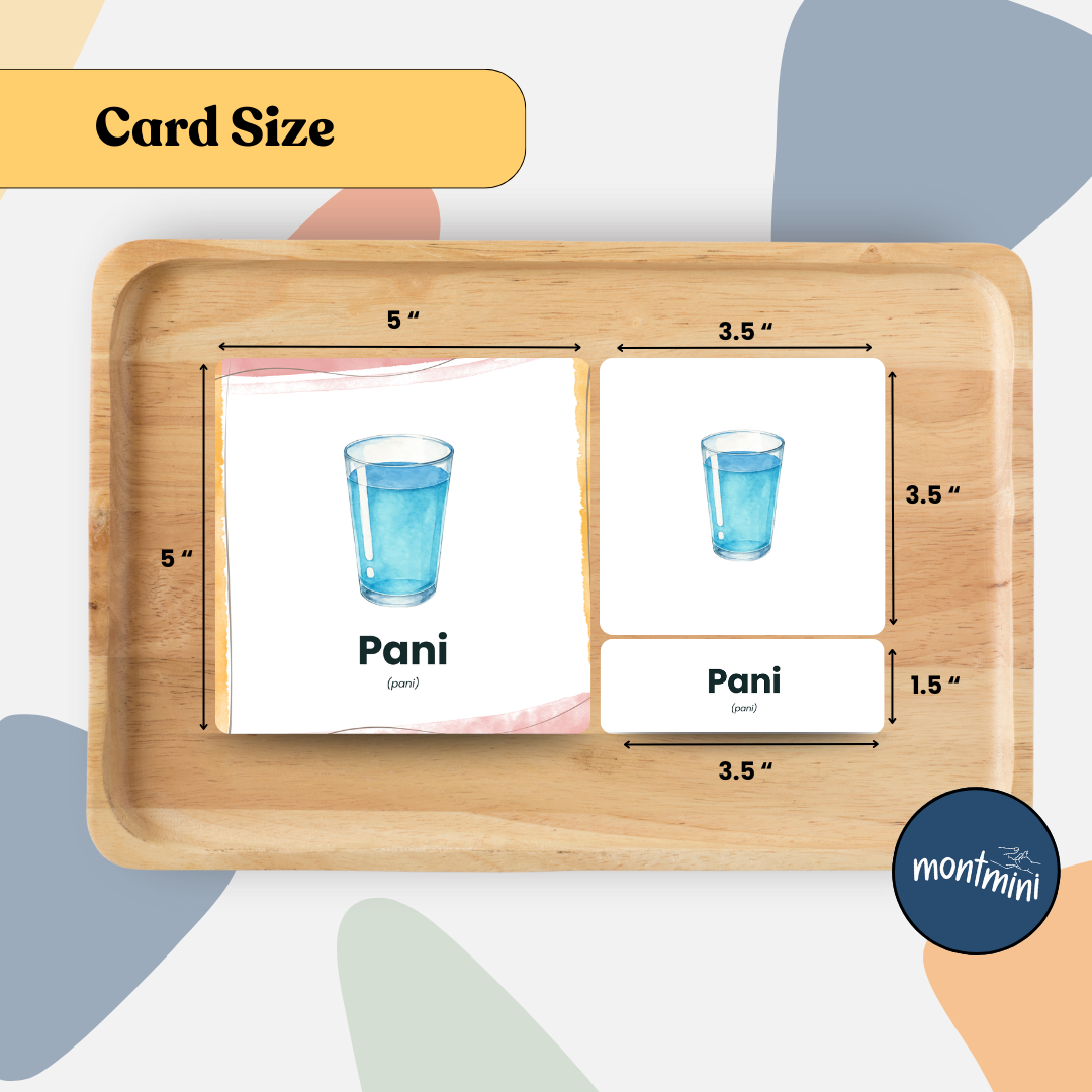 Kitchen Items: 3 Part Montessori Urdu Language Flashcards