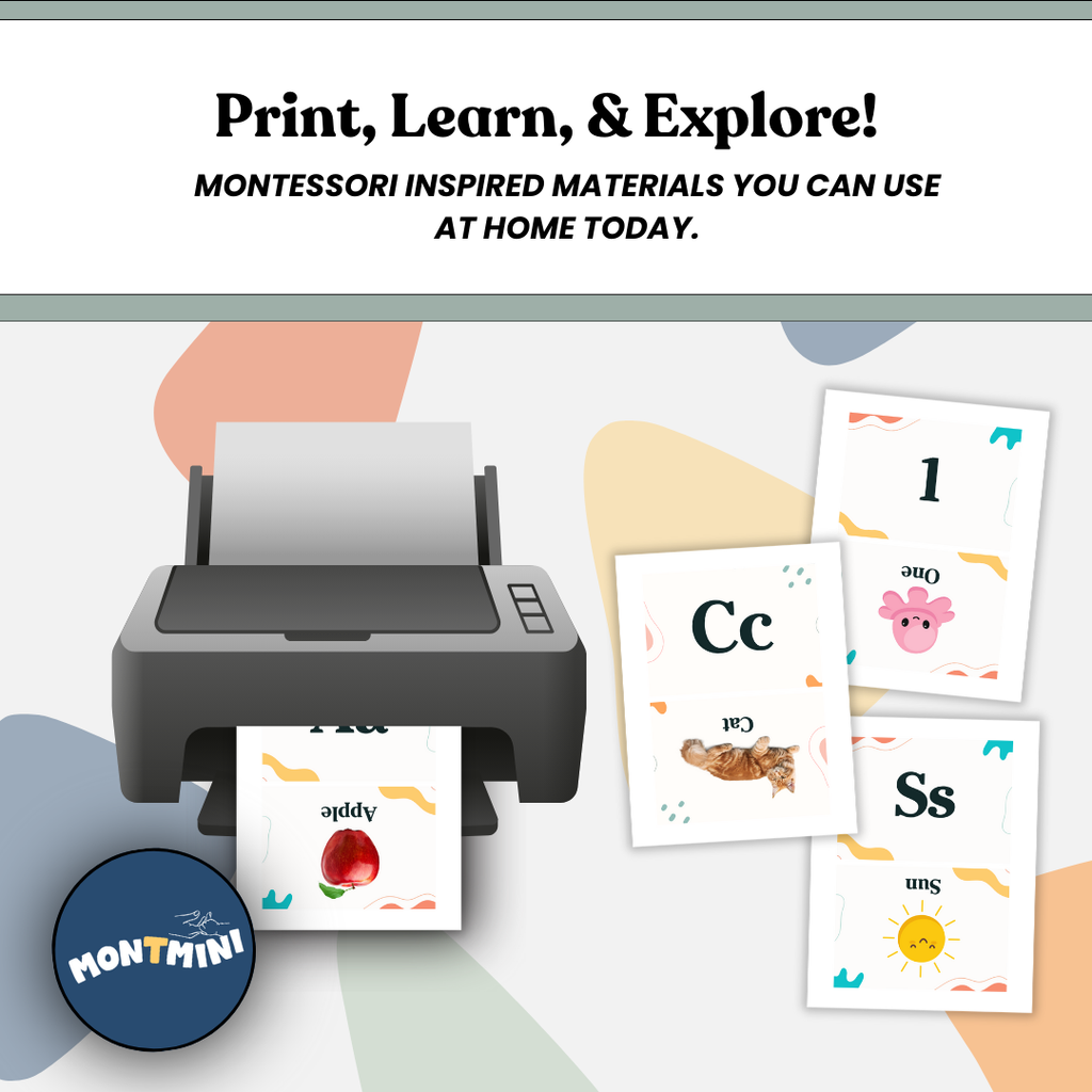 Montessori Phonetic Alphabet + Number Flashcards (A–Z, 1–10)