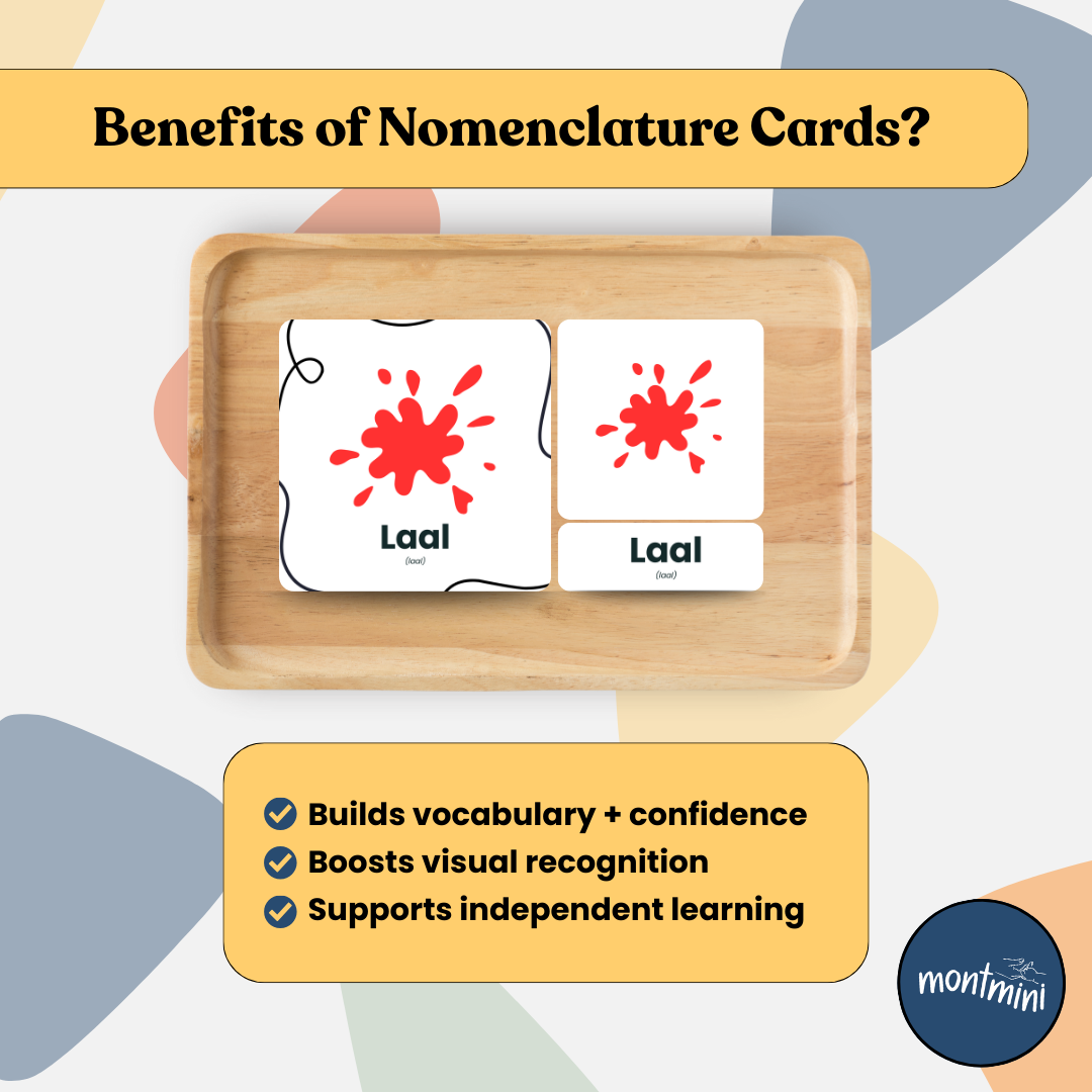 Colours: 3 Part Montessori Urdu Language Flashcards