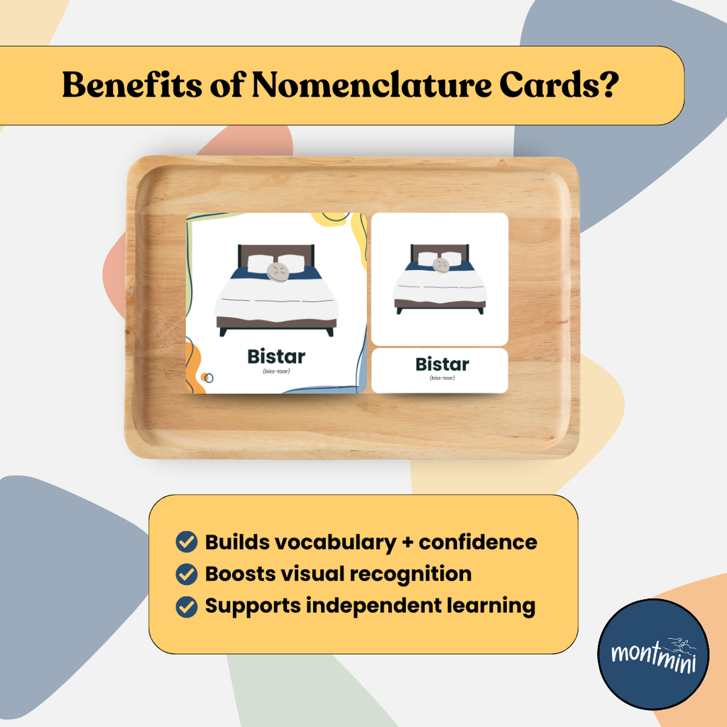 Household Items: 3 Part Montessori Urdu Language Flashcards