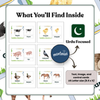 Farm Animal: 3 Part Montessori Urdu Language Flashcards